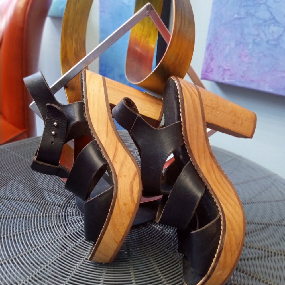 Black Leather Women's Sandals